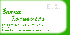 barna kojnovits business card